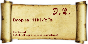 Droppa Miklós névjegykártya